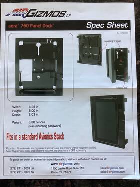 Airgizmos Pd31 - Panel Dock For Garmin Aera 760 Gps New