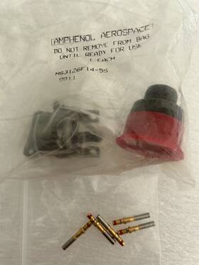 Amphenol Aerospace Ms3126f14-5s Connector And 5 Ms39029/32-247 Contacts