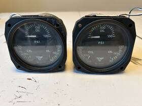 58-380084-3 Beechcraft Tri-gauge Oil And Cyl. Temp Psi