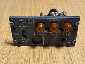 69-20463-1 Boeing Vintage 727 Wing Anti-ice Auto Trip And Overheat Panel 69-20463-1 Boeing Vintage 727 Wing Anti-ice Auto Trip And Overheat Panel