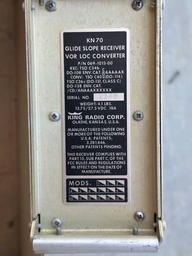 069-1013-00 King Radio Corp Glide Slope Receiver Vor/loc Converter Model Kn70