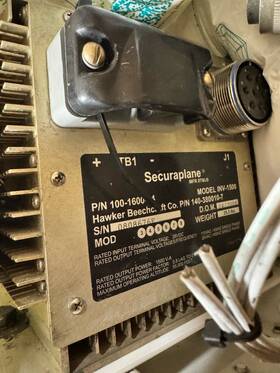 140-380010-7 Securaplane 100-1600-04 Hawker Static Inverter Pn Alt