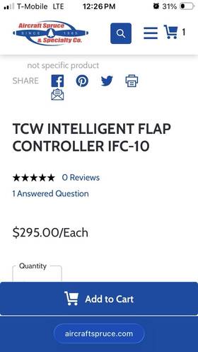 Ifc-10 Tcw Intelligent Flap Controller For Experimental Aircraft