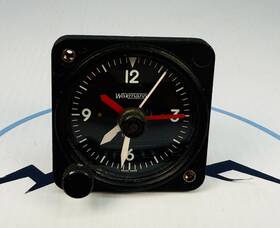 Wakmann P-189 Aircraft Cockpit Clock 8 Day Mechanical Panel Mount Swiss Made