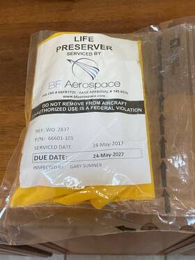 66601-185 Zodiac Aerospace Air Cruisers Adult / Child Life Preserver Vest Next Inspection Due 2027