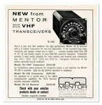 Print Mentor Radio Company Vhf Transceiver 1965 1/4-PAGE Advertisement. Fixed Price $9.70.