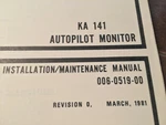 King KA-141 Autopilot Monitor Install & Service Manual. Fixed Price $103.23.