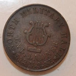1863 Civil War Token 750-M-1A- North Military Hall-philadelphia, Pa Storecard. Fixed Price $53.99.