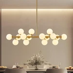 Mid Century 16-LIGHT Glass Globe Sputnik Chandelier, Brass & White, 40. Fixed Price $283.99.