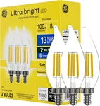 Ge Ultra Bright Led Bulbs, 100W, Soft White Candle Lights, Clear Decorativ. Fixed Price $19.39.