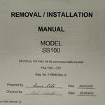 Kgs Electronics SS100 28VDC To 115VAC 60HZ Inverter Install Manual. Fixed Price $49.69.