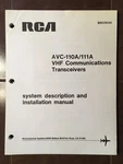 Rca AVC-110A And AVC-111A Install Manual. Fixed Price $76.03.